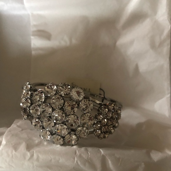 Talbots Silver-tone and Rhinestone Cuff Special Occasion Bracelet - Picture 2 of 5